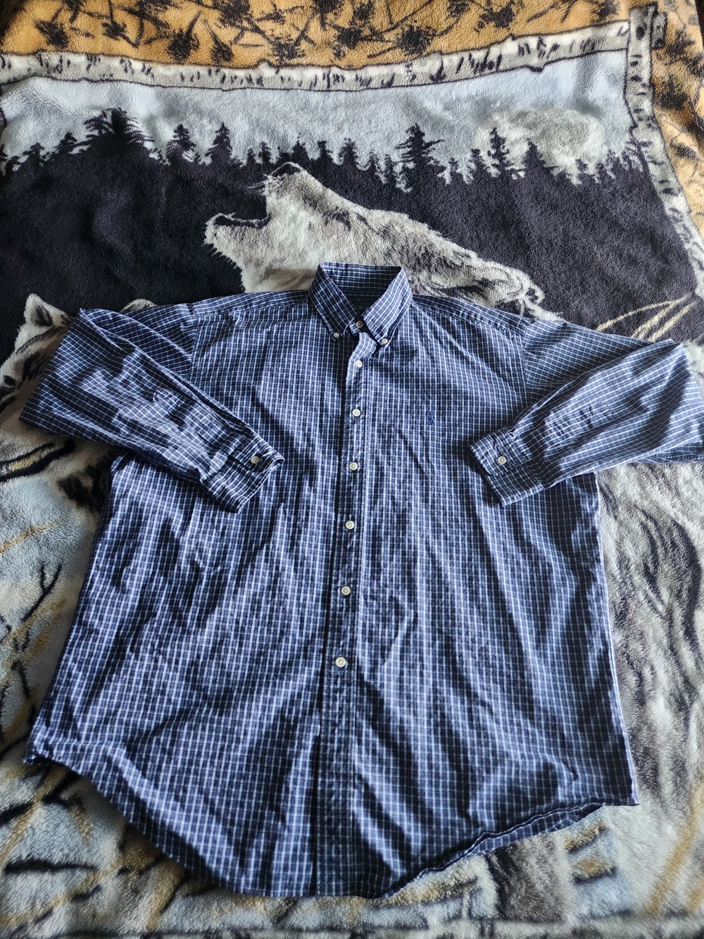 Ralph Lauren Blake Navy Blue Check Button-Down Shirt